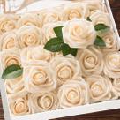 Flores artificiais Higfra Champagne Roses com caule 25 unidades