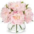 Flores artificiais Hollyone Pink Peonies com vaso para decoração de casa
