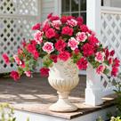 Flores artificiais Homsunny para exterior, resistentes a UV, 2 unidades