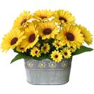 Flores artificiais hopeme girassóis falsos em vaso x3