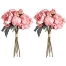 Flores artificiais ICBOX Pink Peonies, 2 buquês, 14 unidades