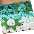 Flores artificiais Jdsour Foam Roses, 25 unidades, verde azul-petróleo
