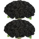Flores artificiais Jefuzh Black Roses 50 unidades para o Halloween