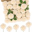 Flores artificiais N&T NIETING Cream Foam Roses 50 unidades de 18 cm