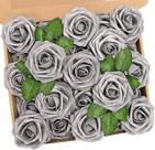 Flores artificiais N&T NIETING Roses Silver Grey 25 unidades