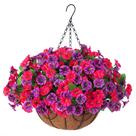 Flores artificiais penduradas Ammyoo Morning Glory com cesta