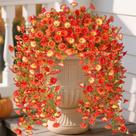 Flores artificiais penduradas no outono Hrobek Morning Glory x2 Orange