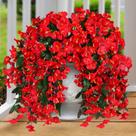 Flores artificiais penduradas Sggvecsy Red Morning Glory 2 unidades