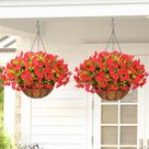 Flores artificiais penduradas Yastouay com cestos, pacote com 2