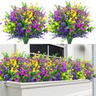 Flores artificiais Sggvecsy Arbustos de buxo resistentes a UV x24