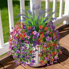Flores artificiais suspensas Homsunny Daisy Resistentes a UV (3x) Roxo Vermelho