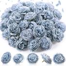 Flores artificiais Thiccywoov Rose Head 8 cm, azul empoeirado, x50