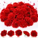Flores artificiais Thiccywoov Rose Head 8 cm de seda 50 unidades vermelhas