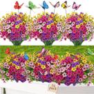 Flores artificiais Yastouay 24 pacotes resistentes a UV ao ar livre