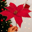 Flores Artificial Camurça Enfeite árvore Natal 30cm Kit 4pçs Flores Artificial Camurça Enfeite árvore Natal 30cm Kit 4pçs