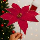 Flores Artificial Camurça Enfeite Árvore Natal 30cm Kit 8pçs