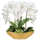 Flores Artificiales de Orquídea de Seda Briful 45 cm Blancas con Maceta Dorada