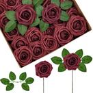 Flores Artificiales InnoGear Rosas Falsas de Espuma 50 piezas Color Burdeos