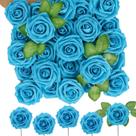 Flores Artificiales N&T NIETING Rosas Falsas de Espuma Azul x50