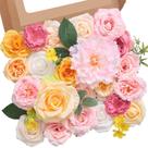 Flores Artificiales Serwalin de Seda y Espuma Rosa y Amarillo 13x13x2.5 cm