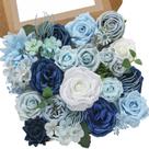 Flores Artificiales Serwalin Rosas de Seda Azules x16