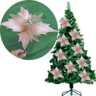 Flores Árvore De Natal Rosa Com Gliter Dourado 23cm Kit 4pç Flores Árvore De Natal Rosa Com Gliter Dourado 23cm Kit 4pç