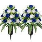 Flores de cemitério artificiais MOOMASS para vaso de sepultura (2 buquês)