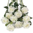 Flores de rosas artificiais Flojery White Silk x10 com caule longo