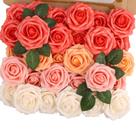 Flores de rosas artificiais MACTING Real Touch 30 unidades com caule