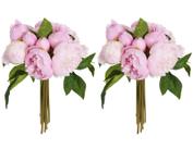 Flores de seda ICBOX Pink Peonies 2 buquês de 14 cabeças