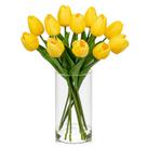 Flores de tulipas artificiais em vaso de vidro DILATATA Yellow x12