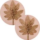 Flores Enfeite árvore Natal Gliter Dourado De 45cm Kit 10pçs