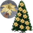 Flores Ramos Arranjo Enfeite Natalino Dourado 20cm Kit 8pçs