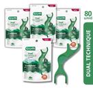 Flosser Dual Technique 2 em 1 GUMFio Dental Adulto com Cabo 80 unidades