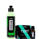 Focus Vonixx 240ml Polidor Restaurador Tira Mancha Chuva Acida V-light 20ml Revestimento Farois Vonixx