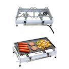 Fogão 2 Bocas Cooktop Com Chapa Para Lanche Portátil E Leve