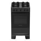 Fogão 4 Bocas à Gás Atlas Mônaco Lustro Acendimento Automático e Mesa Esmaltada Preto Bivolt
