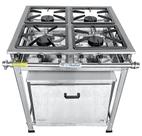 Fogão 4 Bocas a Gás Industrial Alta Pressão 30x30 com Forno 52 Litros em Inox P5 MR.Fogões 410304