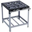 Fogão 4 bocas Baixa Pressão 40x40 Perfil 9 2QS 2QD Ferro Fundido com Espera R.Apis- M14 Stori Premium- Metalmaq