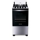 Fogão 4 Bocas Brastemp Piso Duas Prateleiras com Alturas Ajustáveis Inox Bivolt