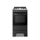 Fogão 4 Bocas Esmaltec Ideal Super 50L Bivolt Preto Inox Acendimento Automático Limpa Fácil