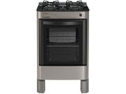 Fogão 4 Bocas Esmaltec Prata Mesa de Vidro Agata Glass