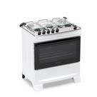 Fogão 5 Bocas Atlas Mônaco Top Com Mesa De Inox Gás Bivolt Branco