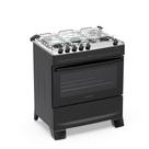 Fogão 5 Bocas Atlas Mônaco Top Com Mesa De Inox Gás Bivolt Preto