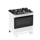 Fogão 5 Bocas Atlas Mônaco Top Glass Mesa De Vidro Branco Bivolt