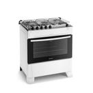 Fogão 5 Bocas Branco Com Mesa Inox Atlas Mônaco Top Bivolt