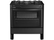 Fogão 5 Bocas Esmaltec Preto Mesa de Vidro Agata Glass