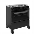 Fogão 6 Bocas Itatiaia Star New Mesa Inox Forno 82 Litros Preto