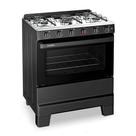 Fogão a Gás 5 Bocas Ideal Pop Preto Mesa Inox F5ISP - Esmaltec