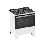 Fogão a Gás Atlas Agile Glass 5 Queimadores Mesa de Vidro Branco Tripla Chama Ignição Automática Forno Limpa Fácil